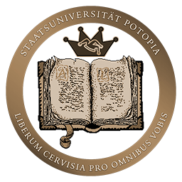 Das runde Wappen der Staatsuniversität - LIBERUM CERVISIA PRO OMNIBUS VOBIS